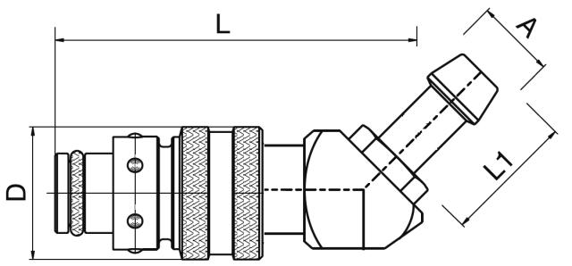 Kobling, 45° Slangestuds