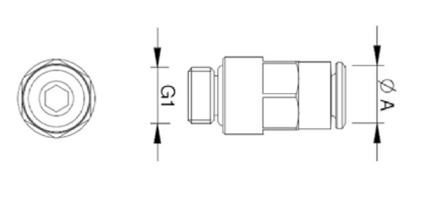 Push In Male Threaded Stud, Ø8, G1/4