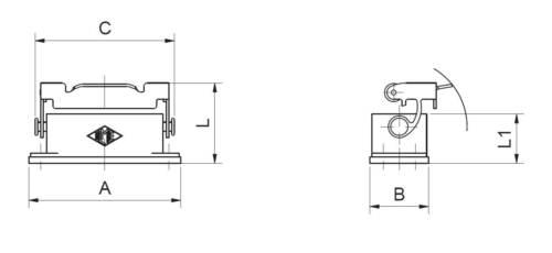 Hus for kabel stik, monteringspanel type 