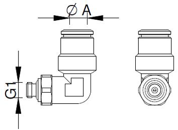 Push in Fitting, Vinkel, Drejbar