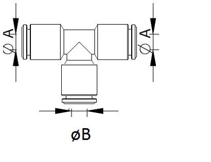 Push in Fitting, T-tilslutning