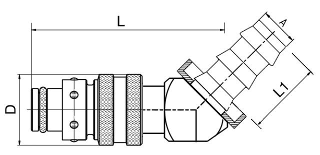 Kobling, 45° Push Lock Slange studs