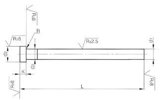 Ejector Pin Type AH Ø 1,2 x 160mm